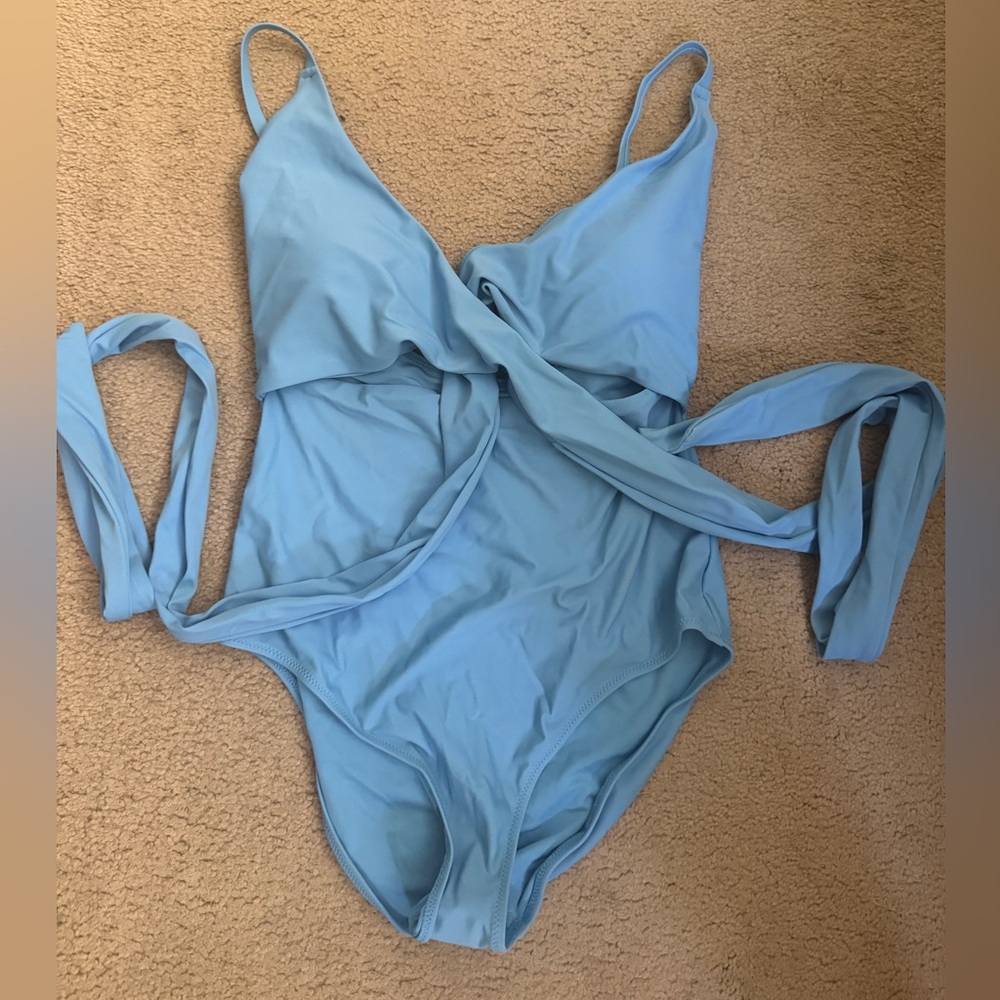 Aerie Blue One Piece Swimsuit with Wrap-Around Straps